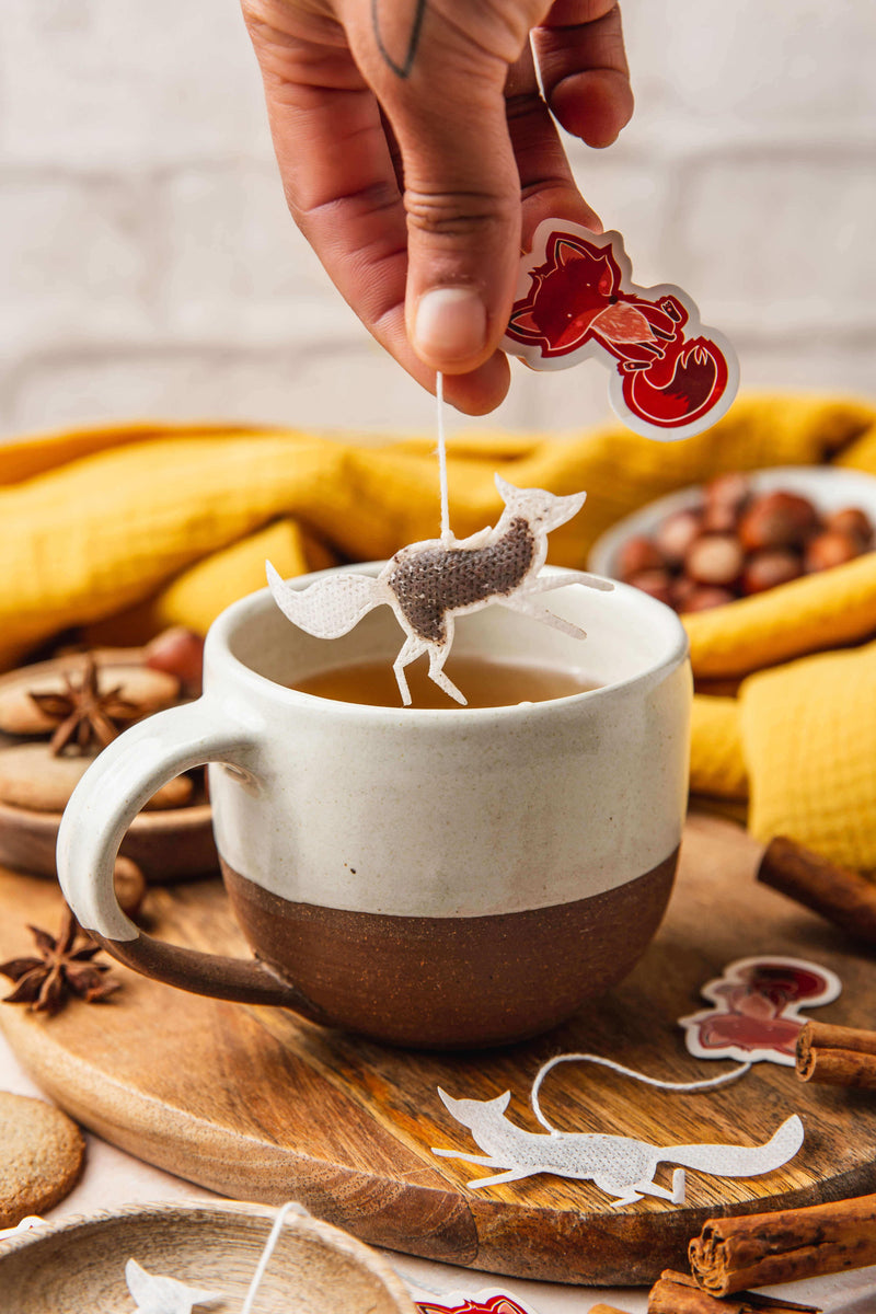 Sachet de thé en forme de renard, cousu à la main Tea Heritage